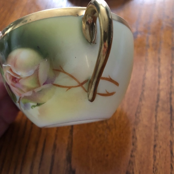 Royal Rudolstadt Prussian rose pattern gold trim tea cup and saucer Victorian - Picture 6 of 15